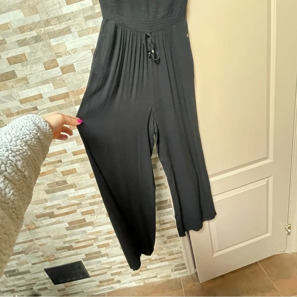 Superdry Black Strapless Wide-Leg Jumpsuit with Patterned Bodice - Picture 5 of 13